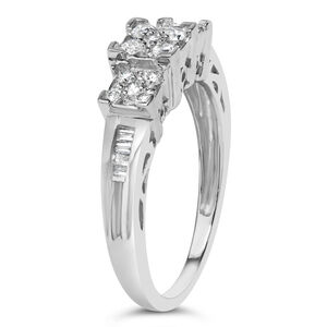 10K White Gold 1/2 Cttw Brilliant & Baguette